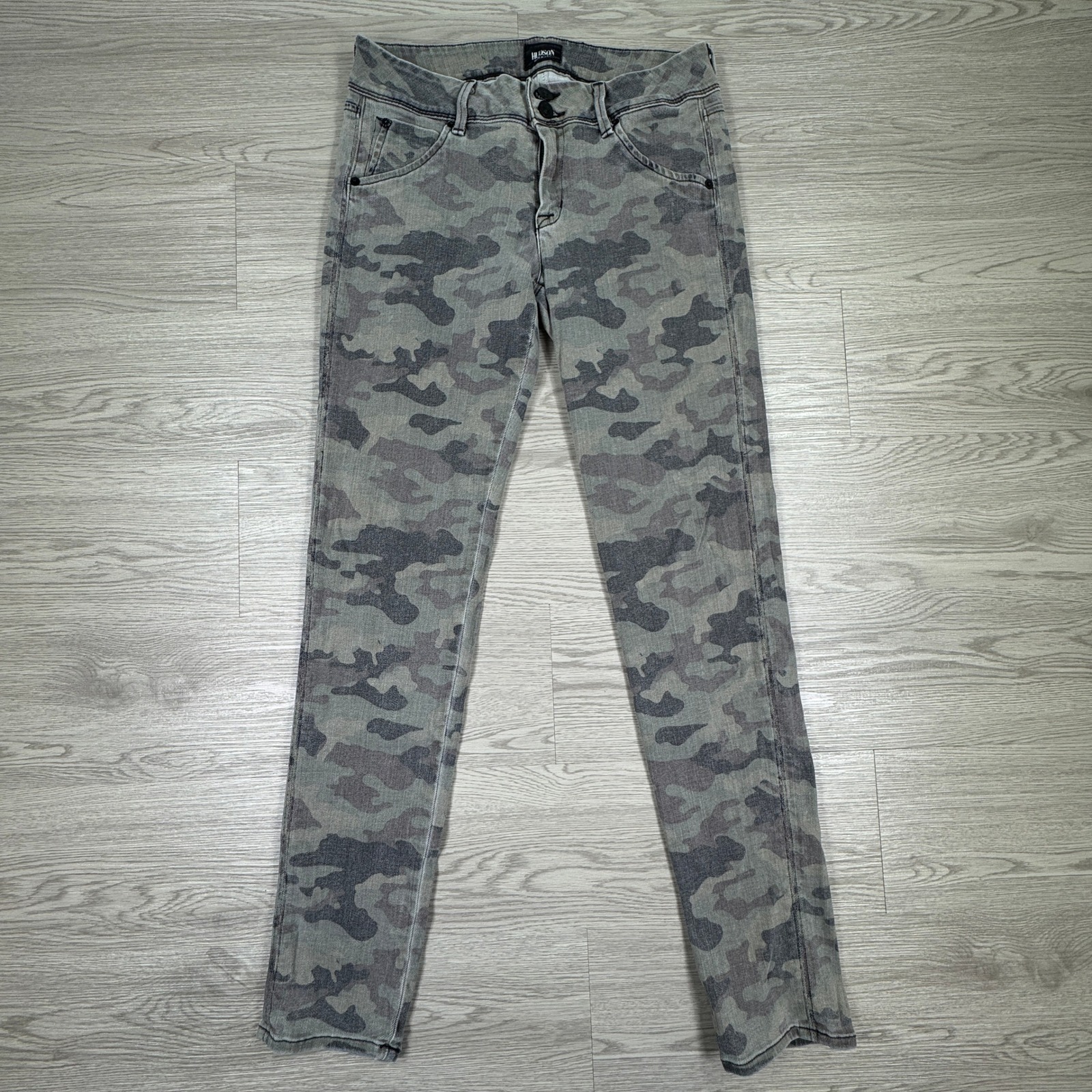 Hudson Women's Jeans Camo Skinny Flap Pocket Grey 28 Camouflage Stretch